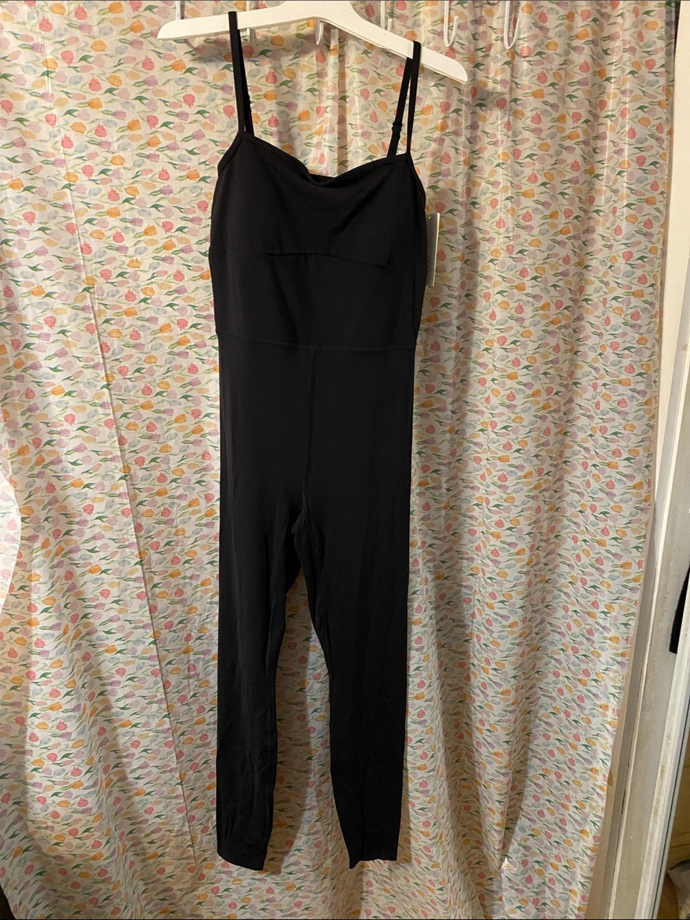 Black Women's Jumpsuit with Spaghetti Straps and Open Back
